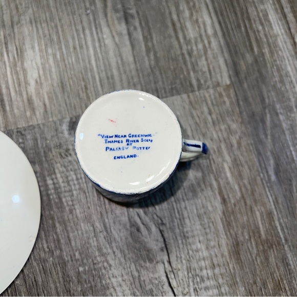 Palissy Pottery Thames River Scenes Demitasse Cup and Saucer Made in England - Picture 5 of 7